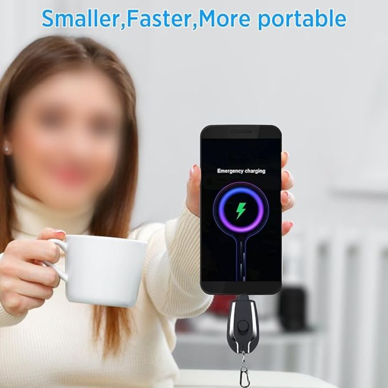 Mini Keychain Power Bank | Ultra-Compact 1500mAh Emergency Charger for Phones