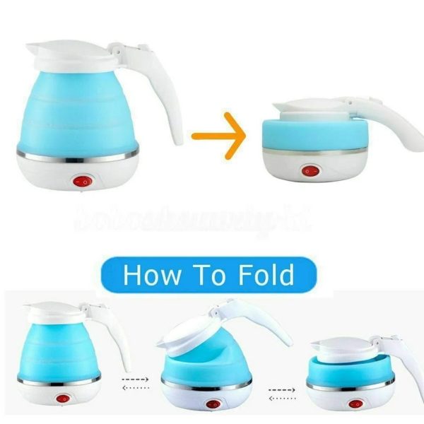 Fast Water Boiling 600 Ml Portable Kettle Travel Kettle Foods Boils Quickly Silicone Small Collapsible Foldable Electric Sports Bottle