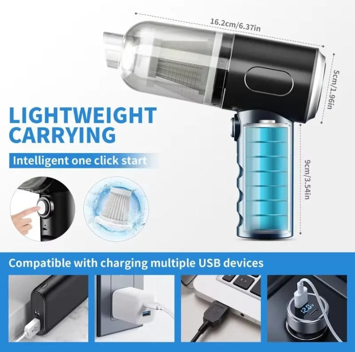 3 In 1 Portable Vacuum Cleaner- Durable Wireless Vacuum -duster Blower Air Pump