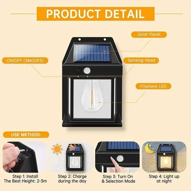 Single Tungston Solar Sensor Light (random Color)