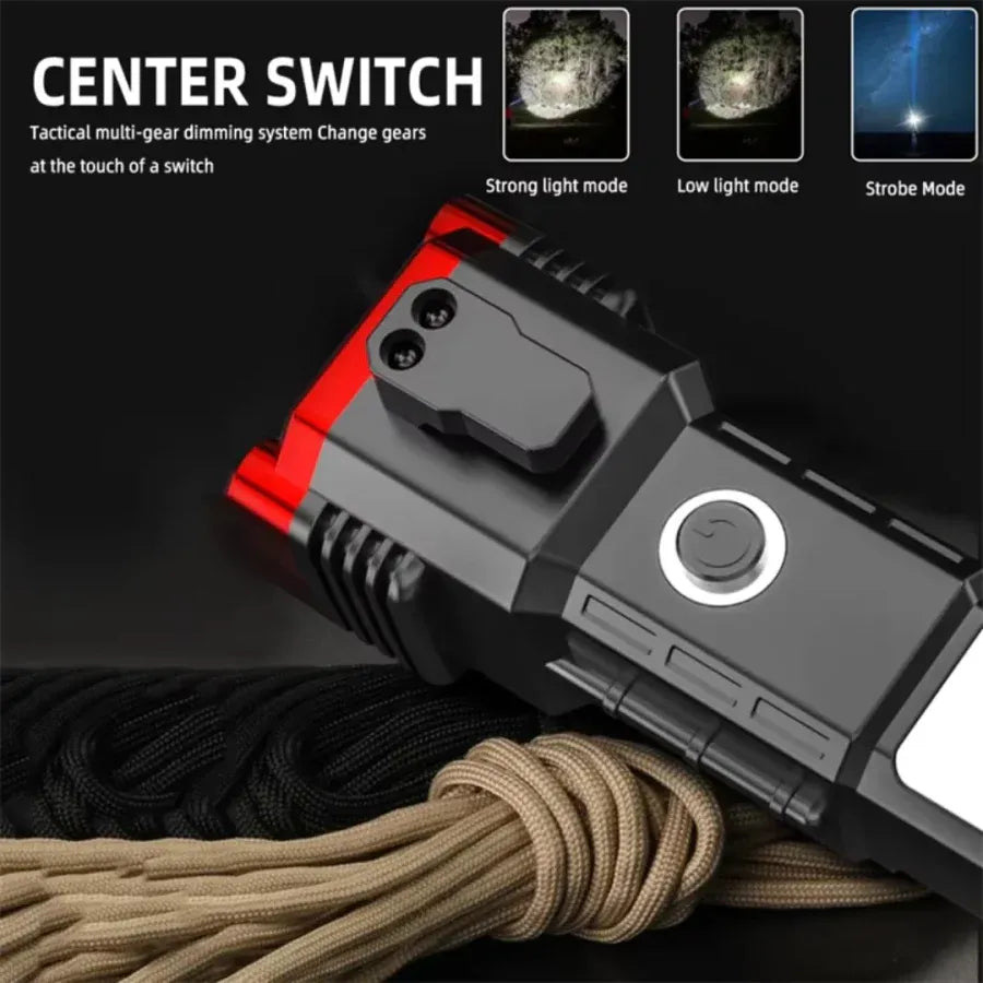 High-power Led Torch Light Rechargeable Flashlight And Multi Functional Tactical Hammer