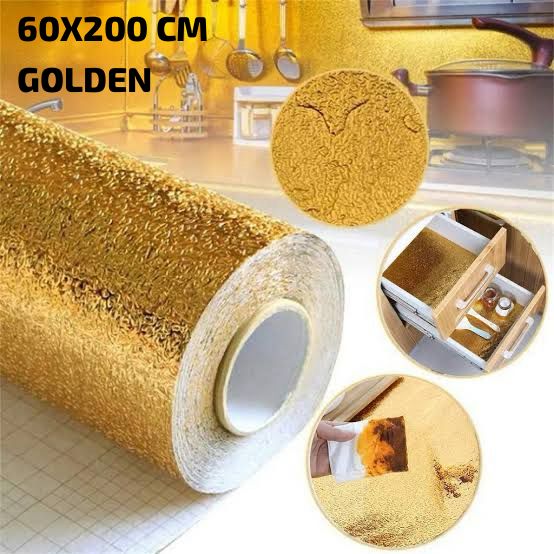 Golden Foil Kitchen Wallpaper Sticker (60*200 cm) | Peel & Stick Aluminum Foil Wallpaper