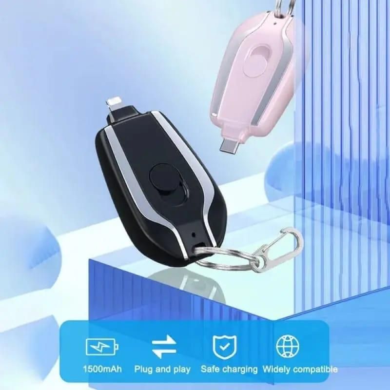 Mini Keychain Power Bank | Ultra-Compact 1500mAh Emergency Charger for Phones