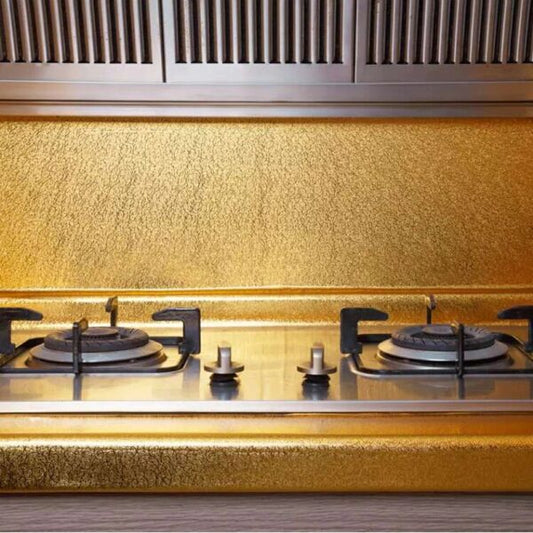 Golden Foil Kitchen Wallpaper Sticker (60*200 cm) | Peel & Stick Aluminum Foil Wallpaper