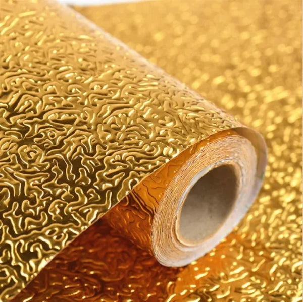 Golden Foil Kitchen Wallpaper Sticker (60*200 cm) | Peel & Stick Aluminum Foil Wallpaper