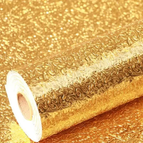 Golden Foil Kitchen Wallpaper Sticker (60*200 cm) | Peel & Stick Aluminum Foil Wallpaper
