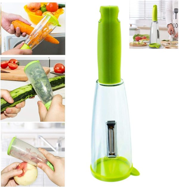 Stainless Steel Multifunctional Vegetable Fruit Peeler With Storage Box